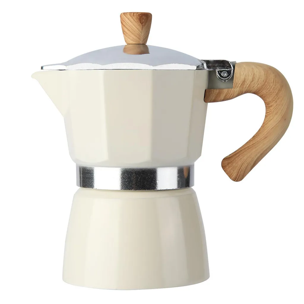 Novzep Aluminum Moka Pot 6 Cups – Espresso Maker, Single Valve, Manual Use, Outdoor, Gas & Electric Stove, Cream White