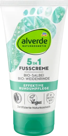  BEEM alverde NATURAL COSMETICS Foot Cream 5in1 with Organic Sage & Organic Willow Bark, 75 ml