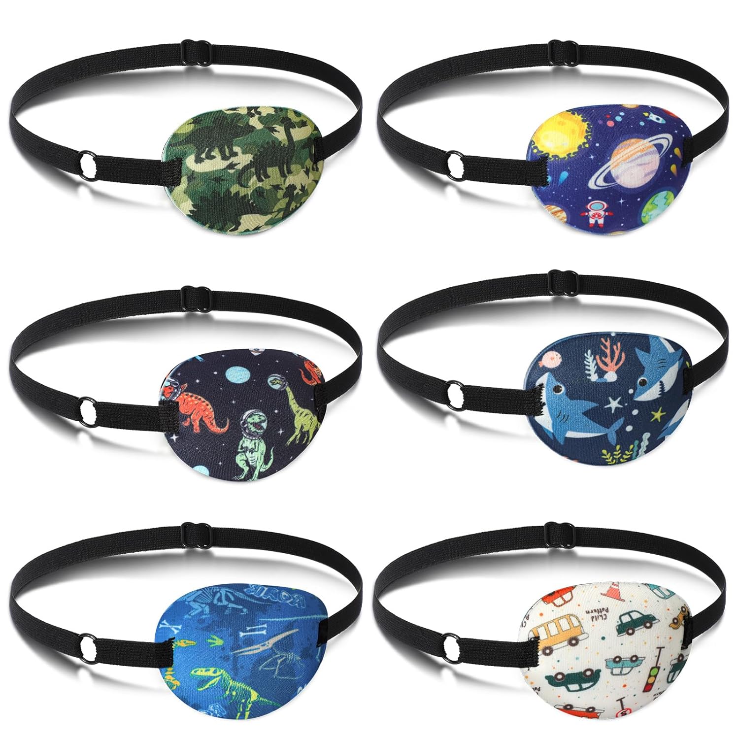 Hifot Pack of 6 Amblyopia Eye Patches Children Boys, Amblyopia Children \ 'S Correction Orthoptic Eye Patch Medical for Squinting with Buckle, Glasses Cover Eye Patch for Lazy Eye