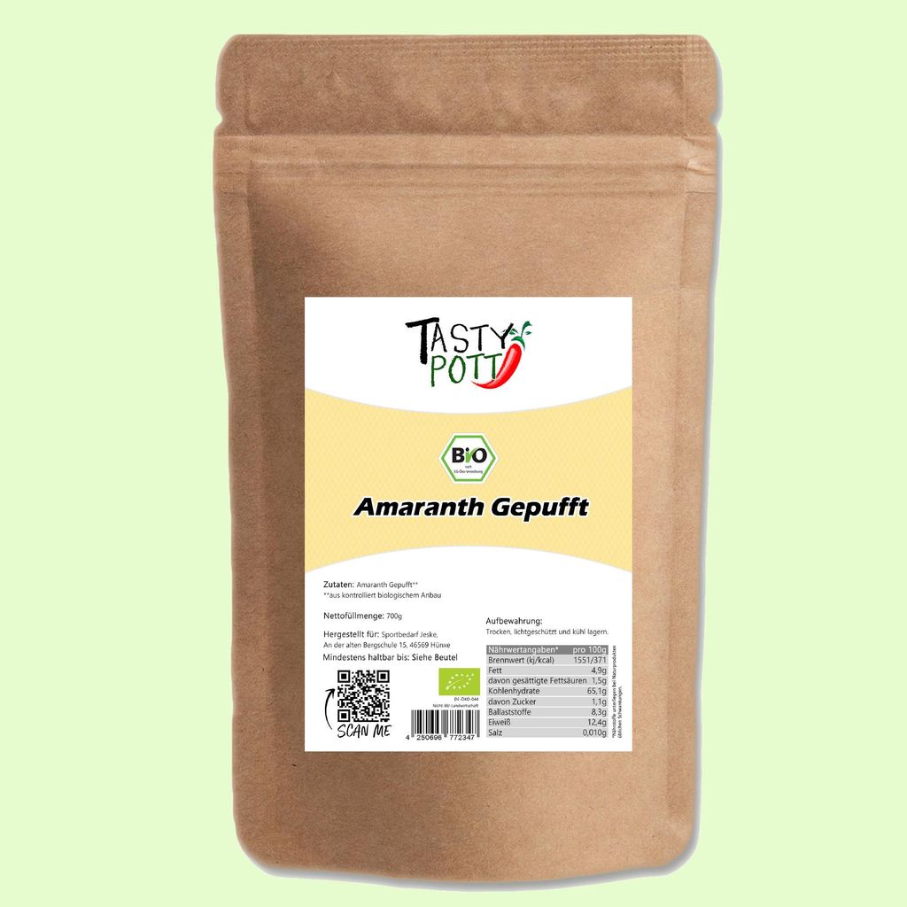 Puffed gluten-free amaranth - 700g Tasty Pott 700g
