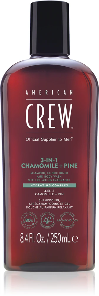 American Crew 3 in 1 Chamimile + Pine shampoo, conditioner and shower gel 3 in 1 for men