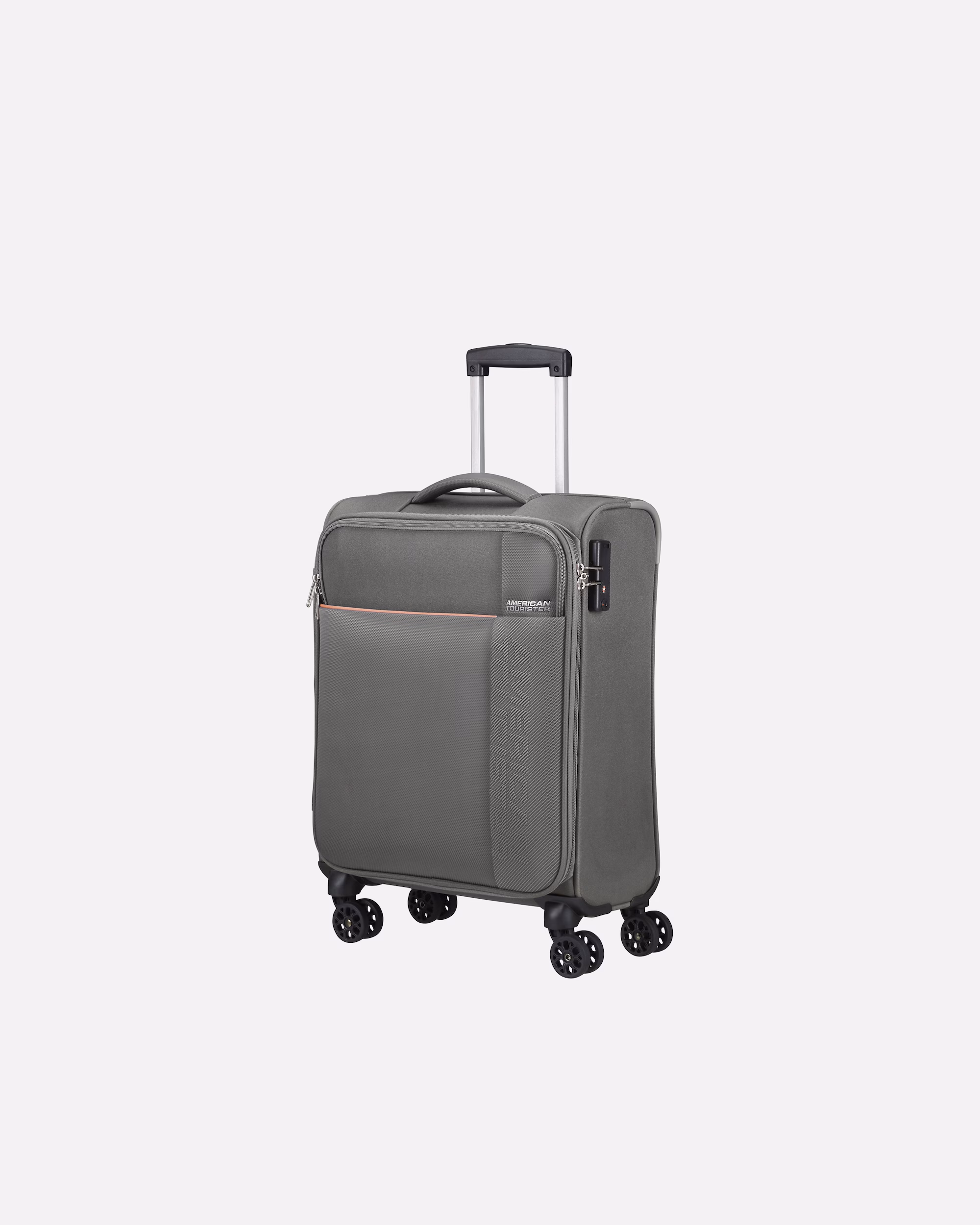 American Tourister hand luggage suitcase Fun Cruise Spinner 55 IATA compliant Grey Orange