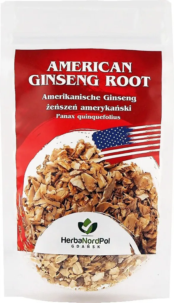 Herbanordpol American ginseng root, slices for tea Panax quinquefolius 100g