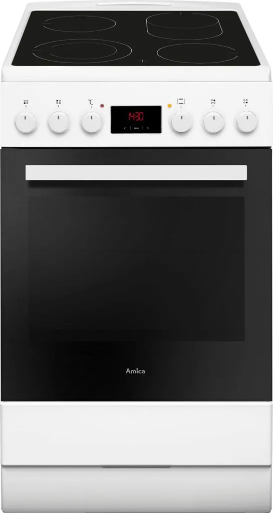 Amica SHC 903 001 W, Electric freestanding cooker, 50 cm, Fine Design, White, SensorControlPlus Timer, MF9, Fan-assisted cooking