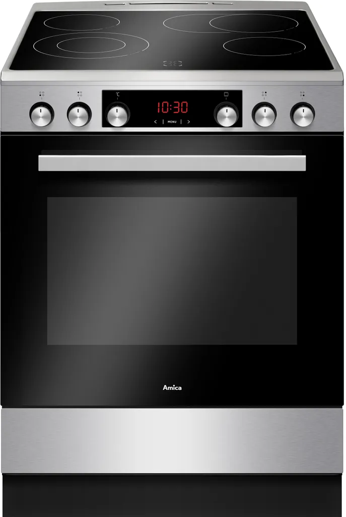 Amica SHCX 913 100 E, Electric freestanding cooker, 60 cm, Fine Design, Stainless steel, 77 l, Window Timer, MF9, Fan-assisted cooking