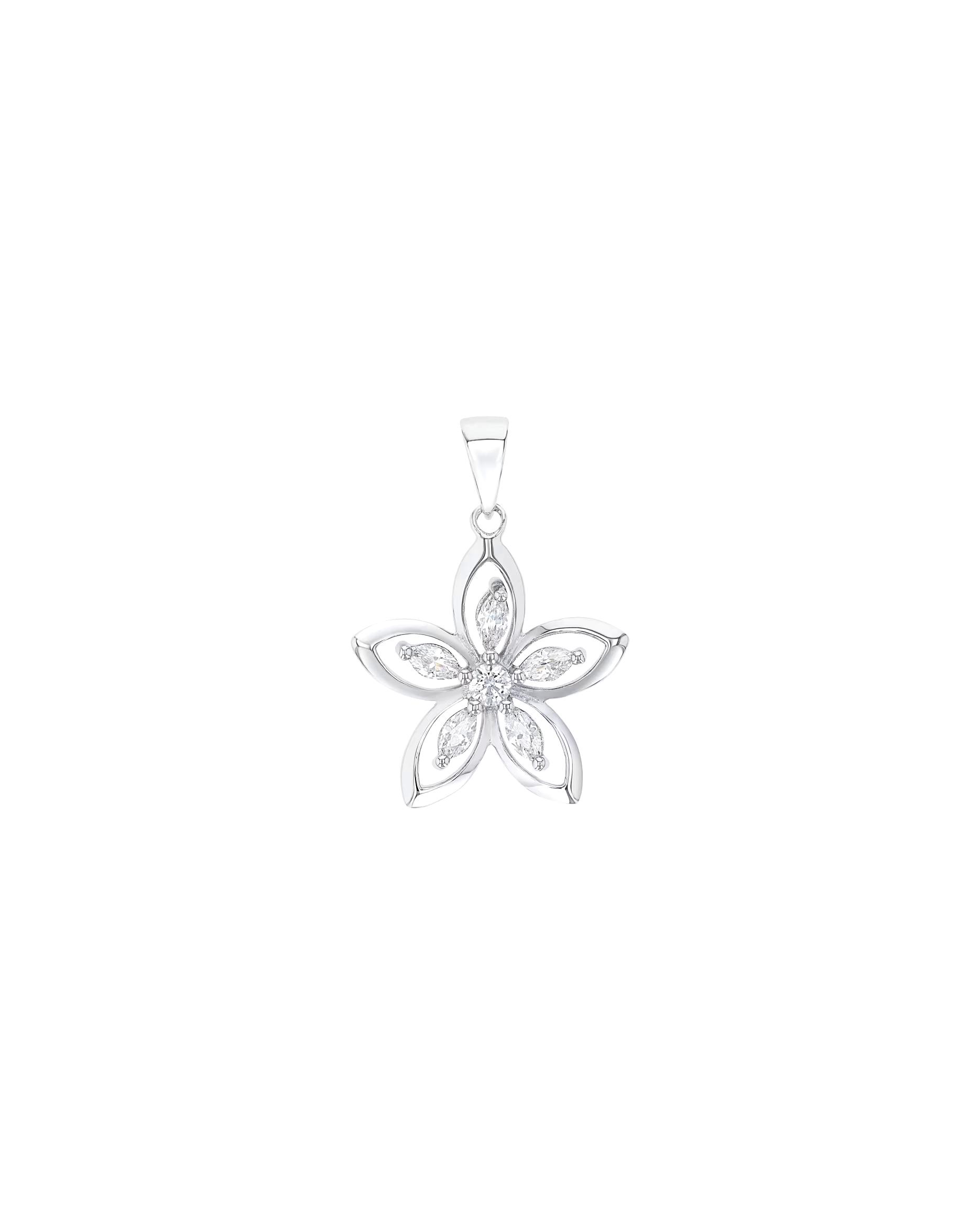 amor pendant motif pendant for women, 925 sterling silver, synthetic zirconia | flower