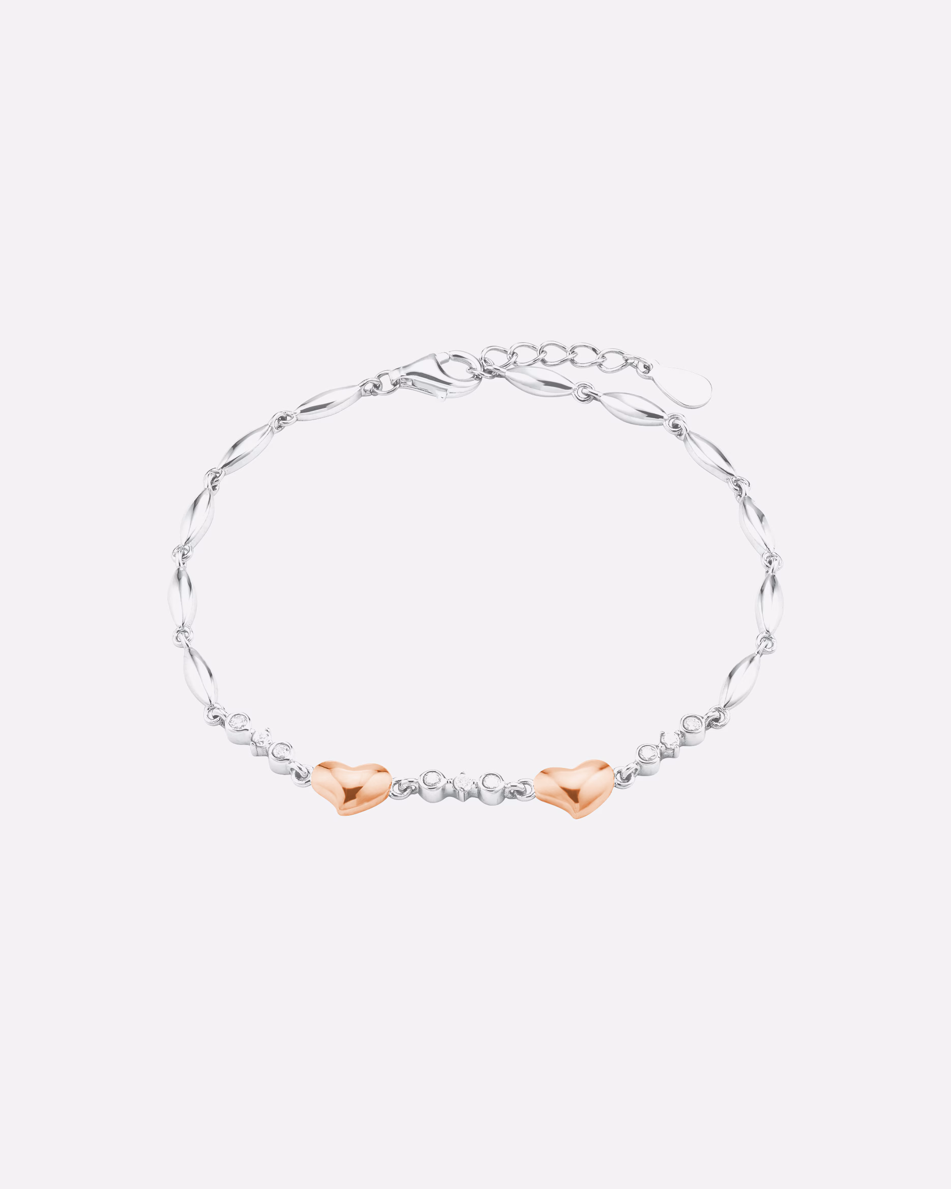 amor bracelet bracelet for women, 925 sterling silver, zirconia synth. | Heart Bicolor