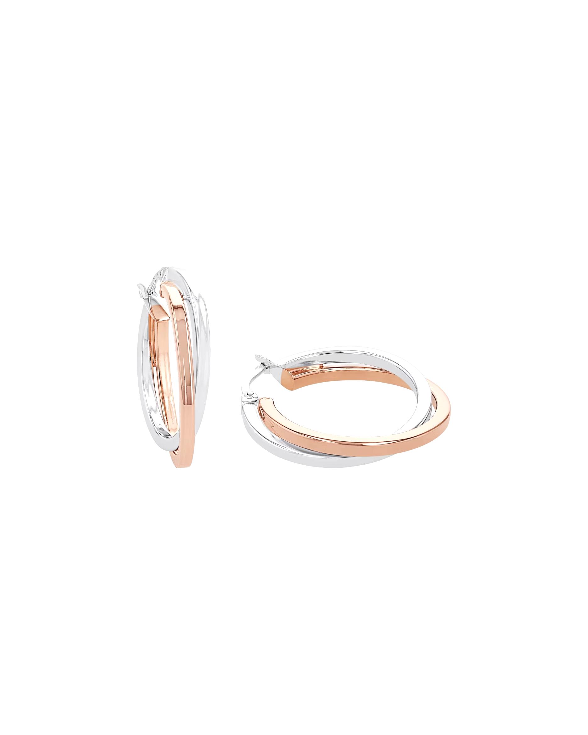 amor hoop earrings for women, 925 sterling silver Bicolor