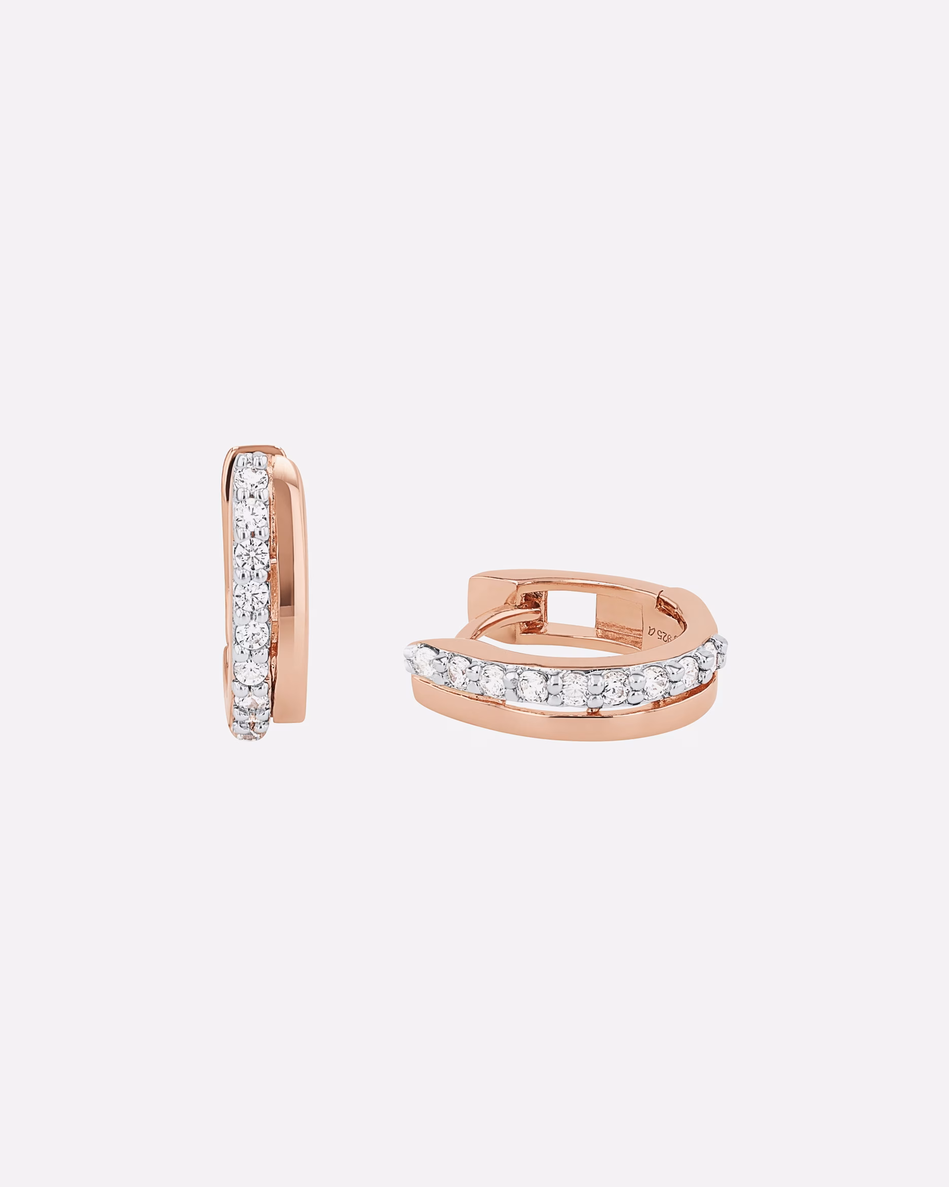 amor hoop earrings for women, 925 sterling silver, zirconia synth. Roségold