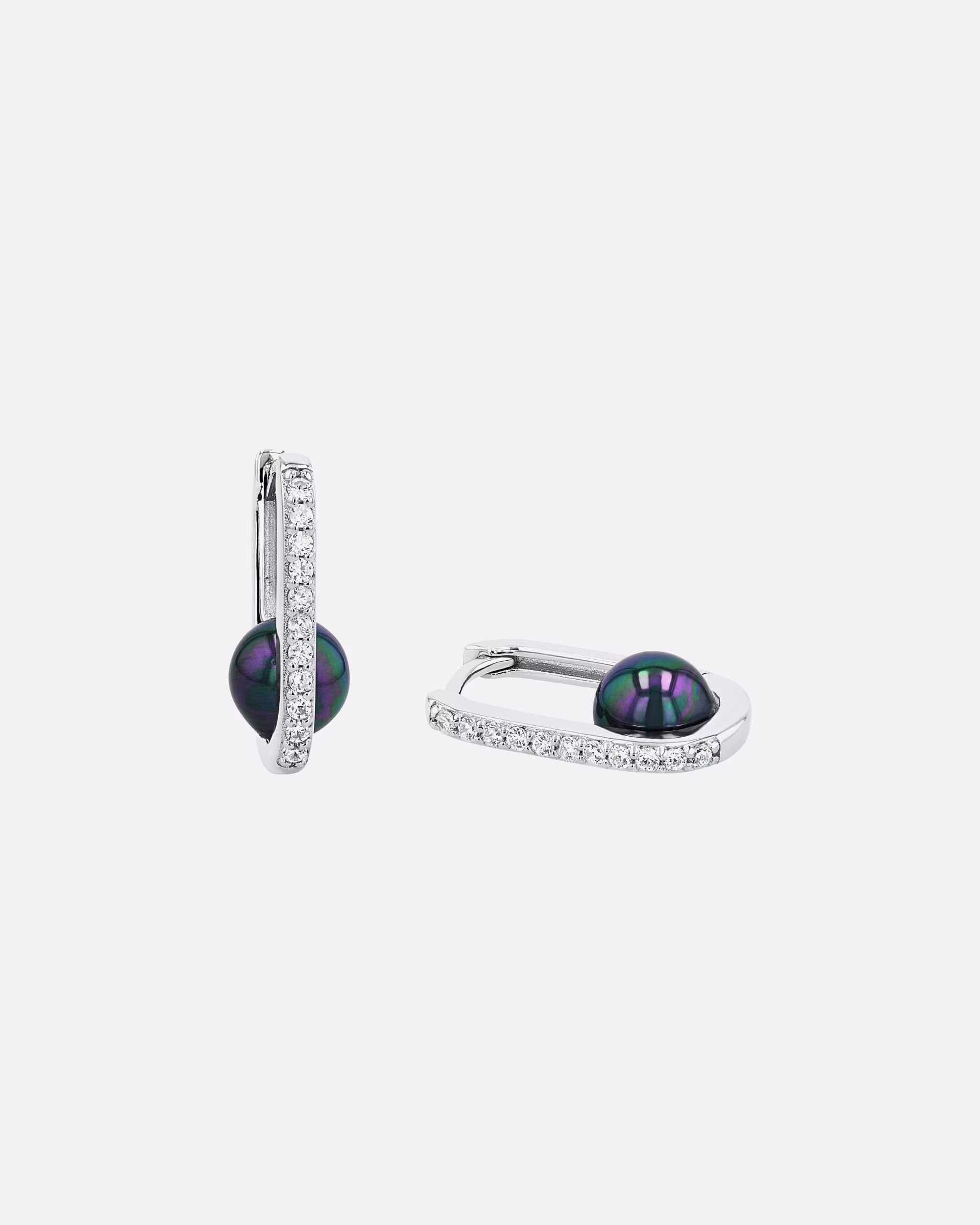 amor hoop earrings for women, 925 sterling silver, synthetic zirconia, shell pearl