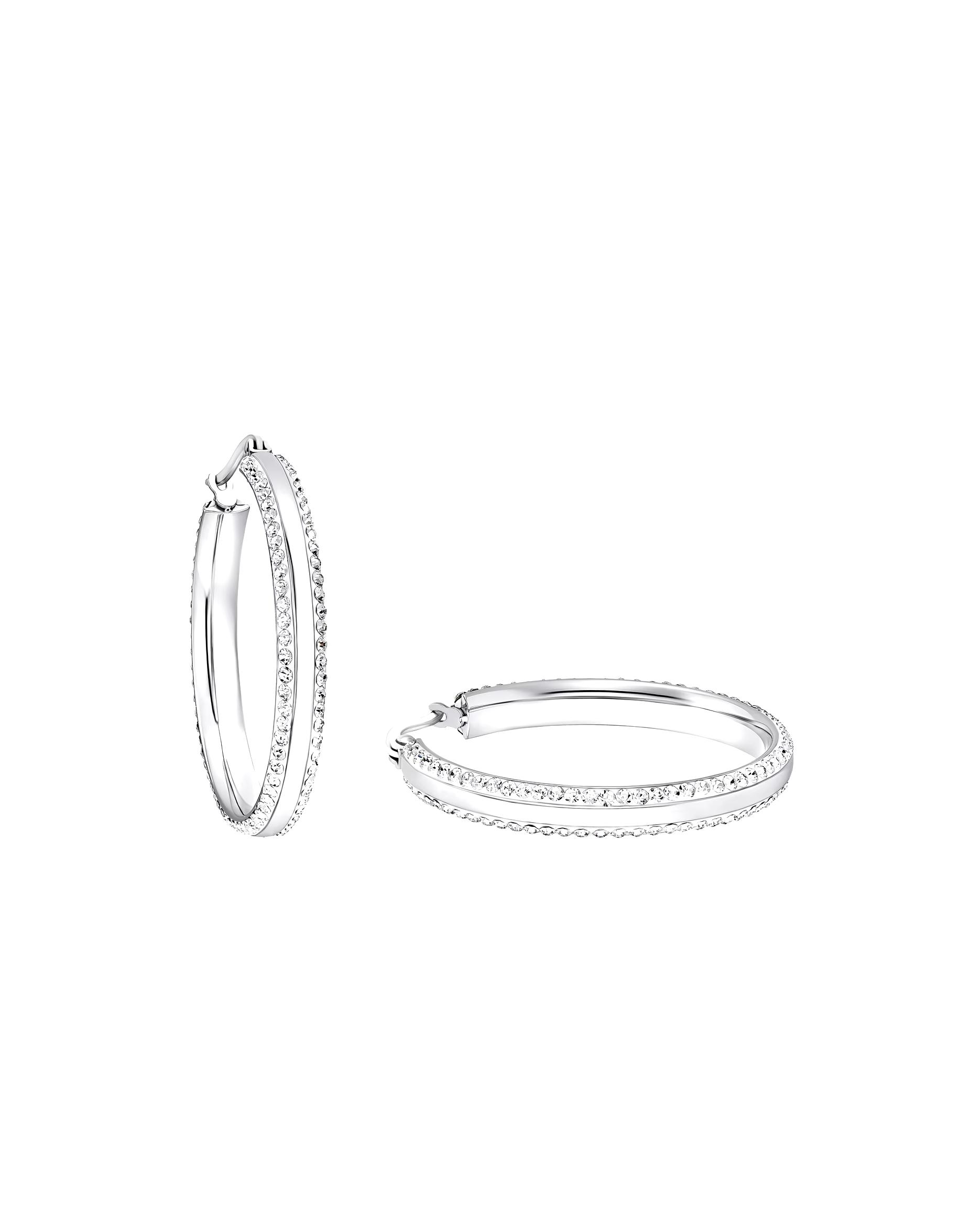 amor hoop earrings for women, stainless steel, zirconia synth.