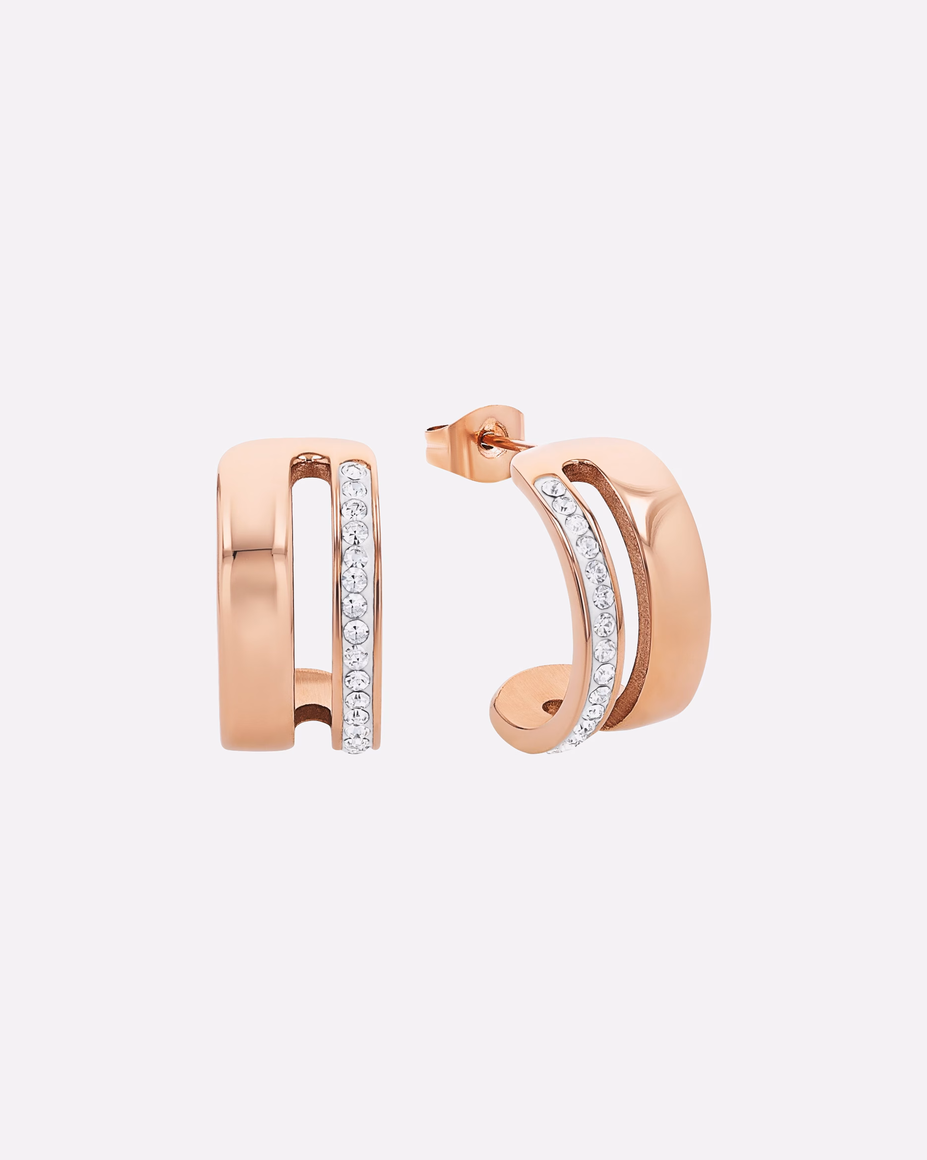 amor hoop earrings for women, stainless steel, zirconia synth.