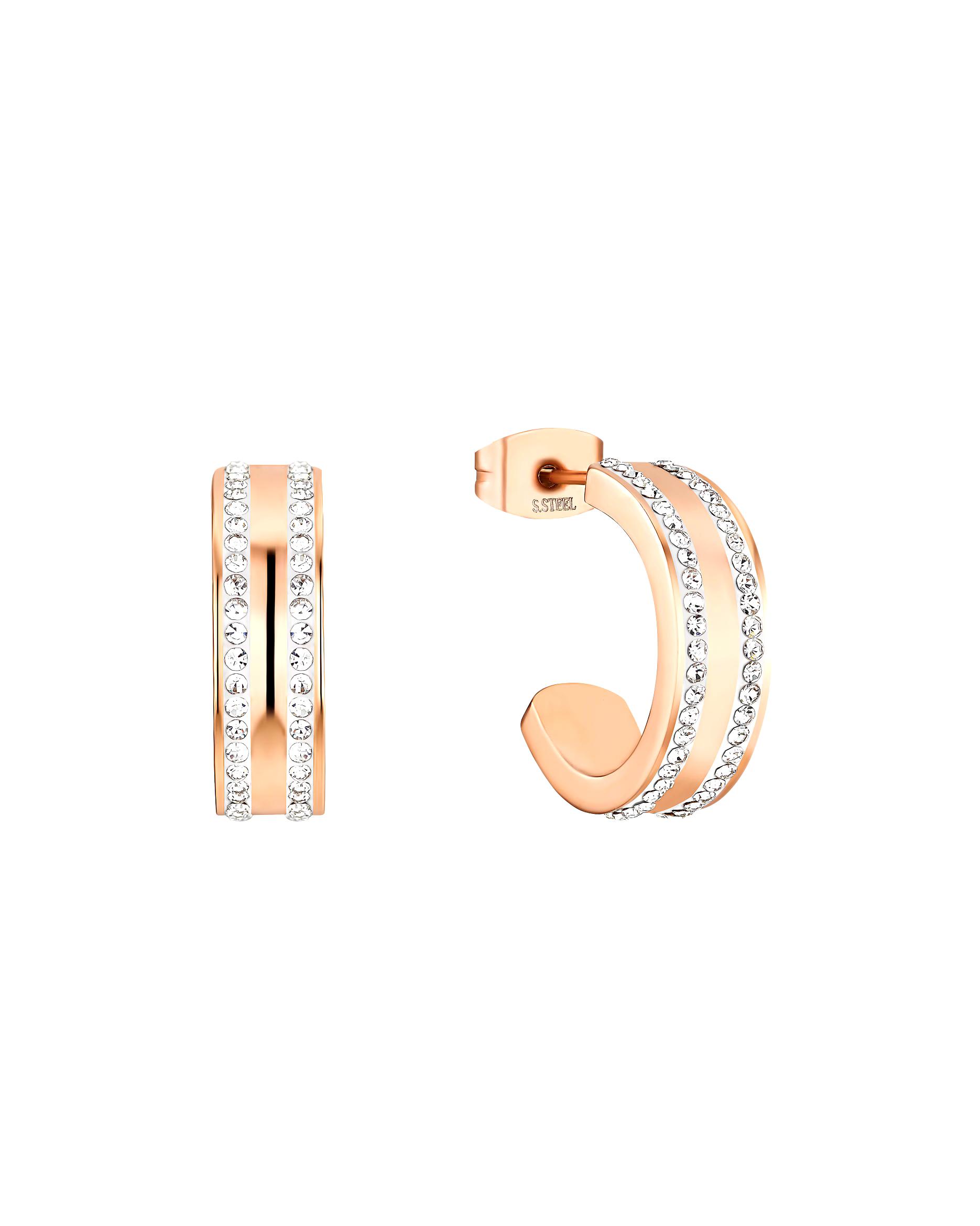 amor hoop earrings for women, stainless steel, zirconia synth.