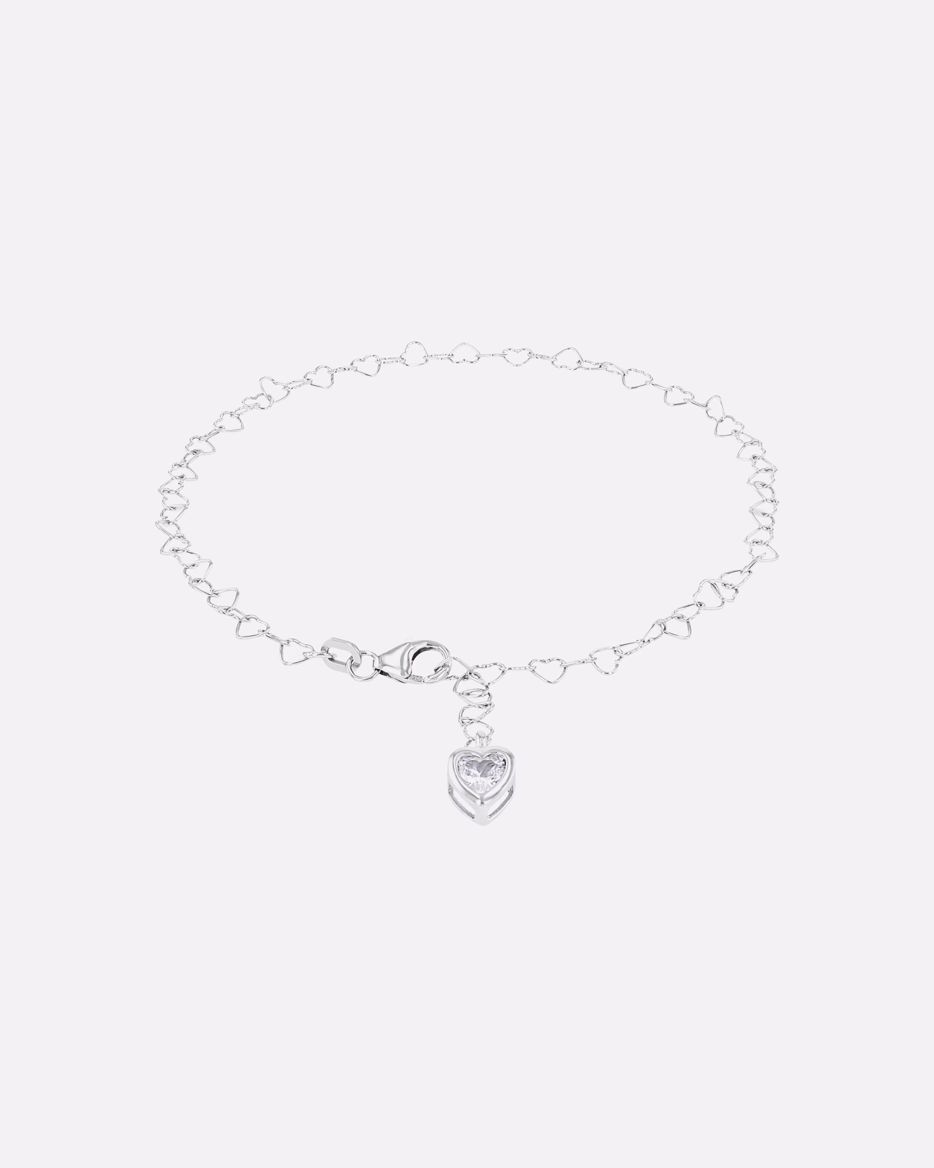 amor foot jewelry anklet for women, 925 sterling silver, synthetic zirconia | Heart