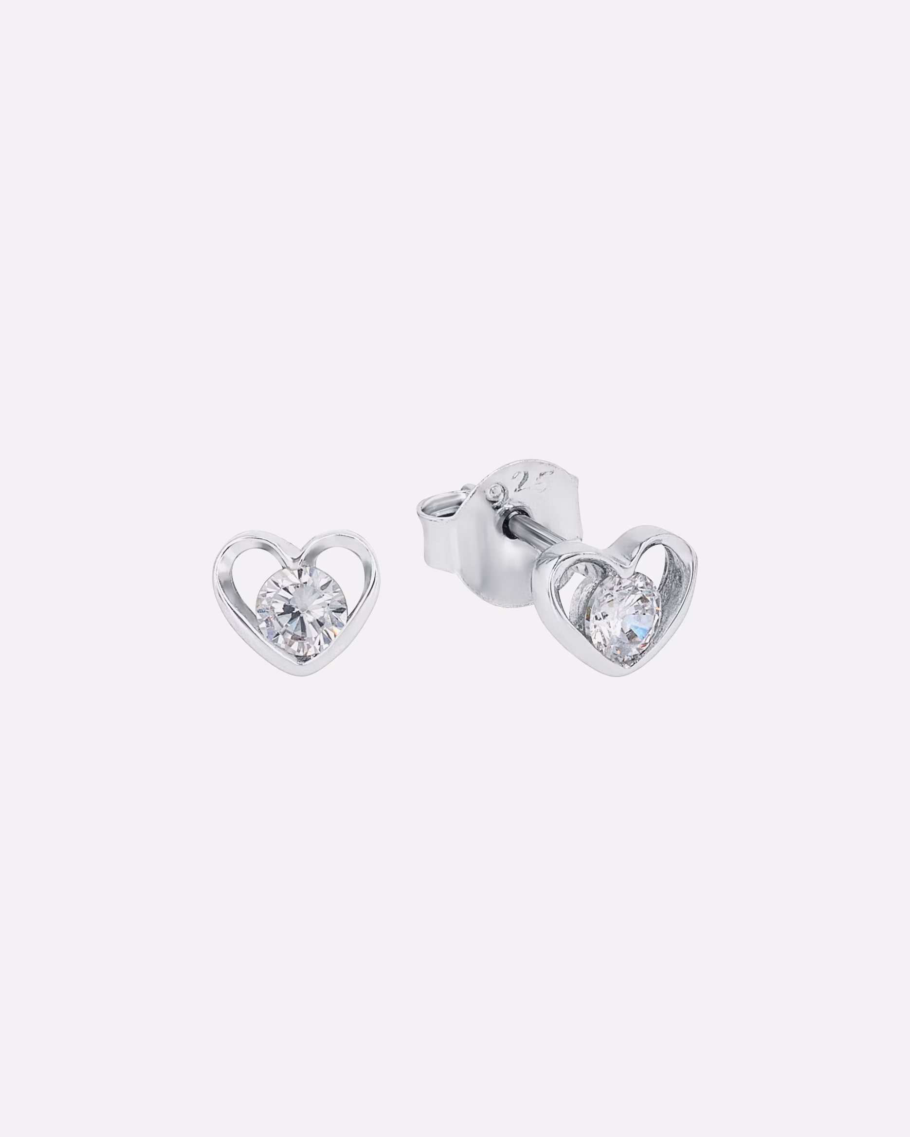 amor earring stud earrings for women, 925 sterling silver, synthetic zirconia | Heart