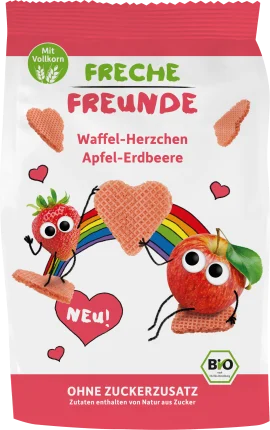 FRECHE FREUNDE Waffle hearts apple-strawberry, from 1 year, 25 g
