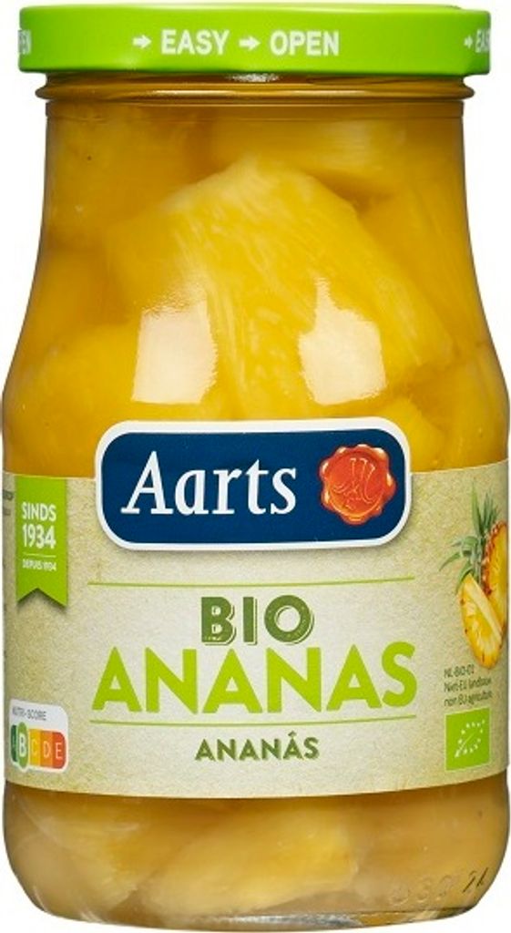 Biogo Pineapple pieces in light syrup 350 g (190 g) (jar) - AARTS