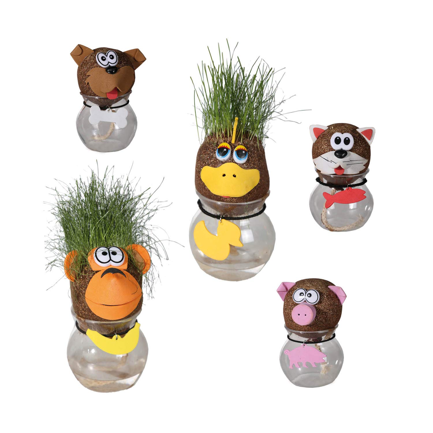 Animal Grass Head, 5 Designs Assorted 150