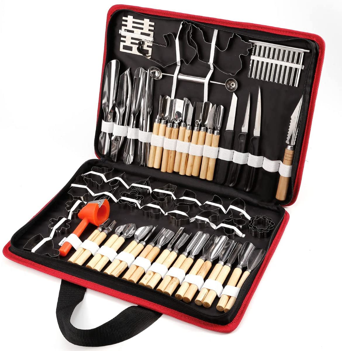 Anladia Set of 80 carving tools for vegetables, fruit, food, with bag.