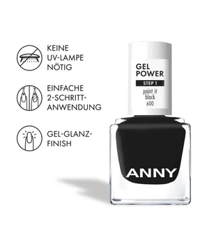ANNY Gel Power Nail Polish 010, Paint It Black