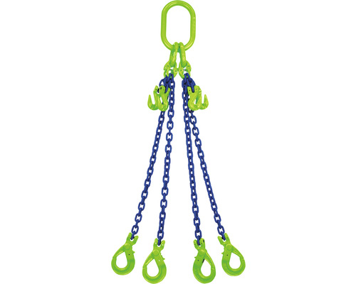 Chain sling Mamutec 4-strand 8 mm GK10 with safety load hook and shortener, 2 m