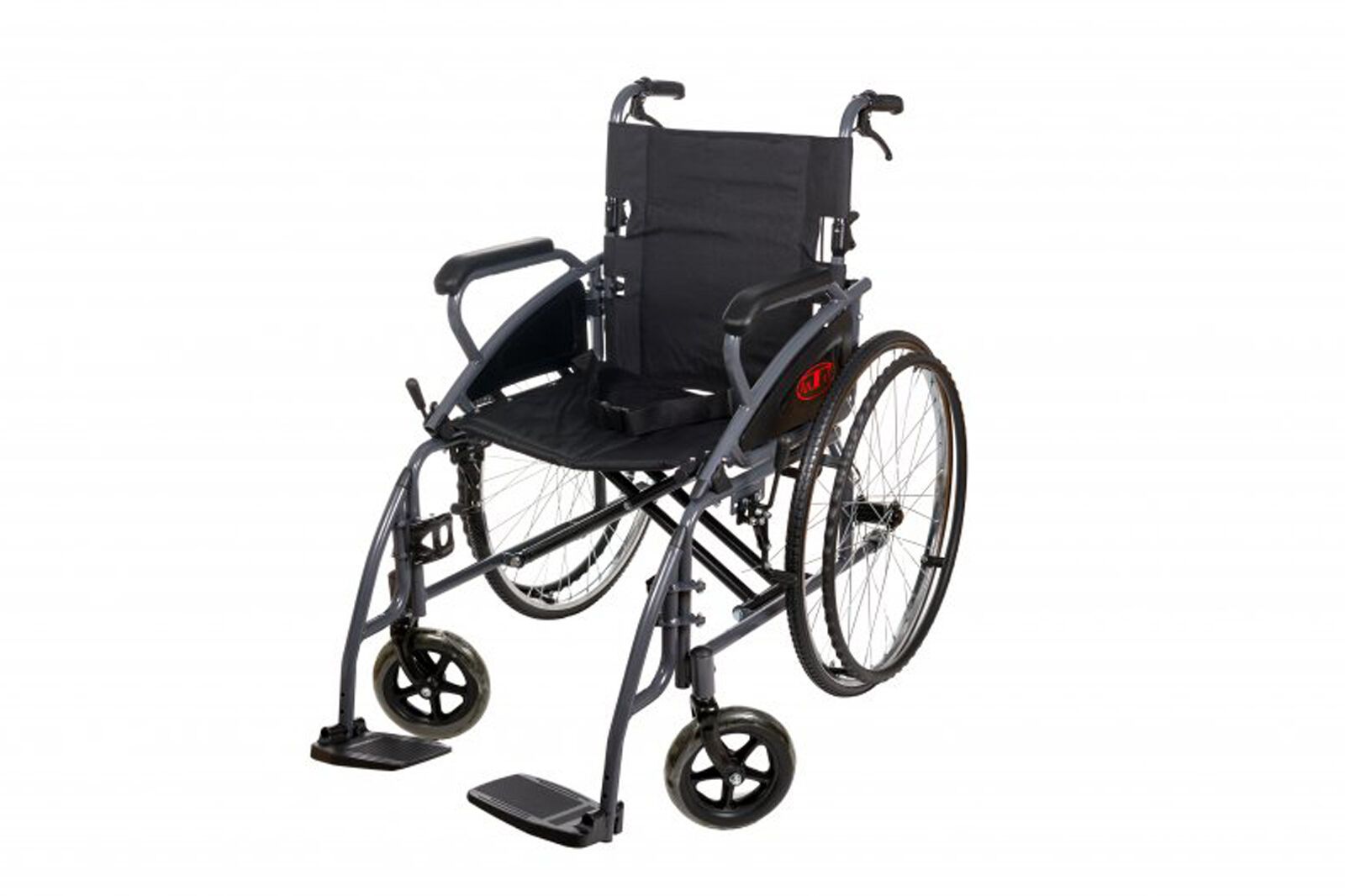 ANTAR wheelchair with steel frame and safety belt for the patient in black 1 St