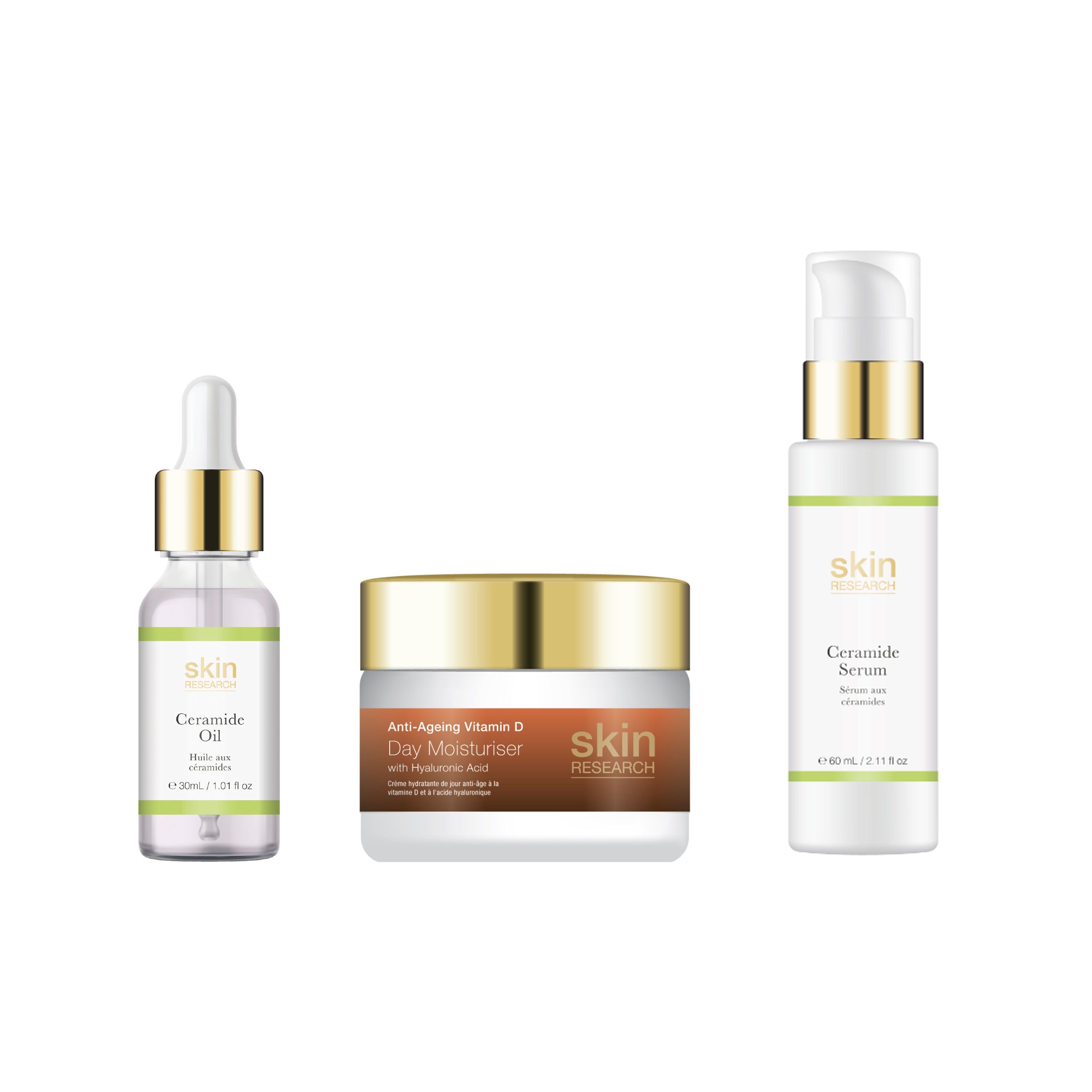 Anti-Aging Vitamin D Day Cream with Hyaluronic Acid + Ceramide Serum + Ceramide Oil 140 ml