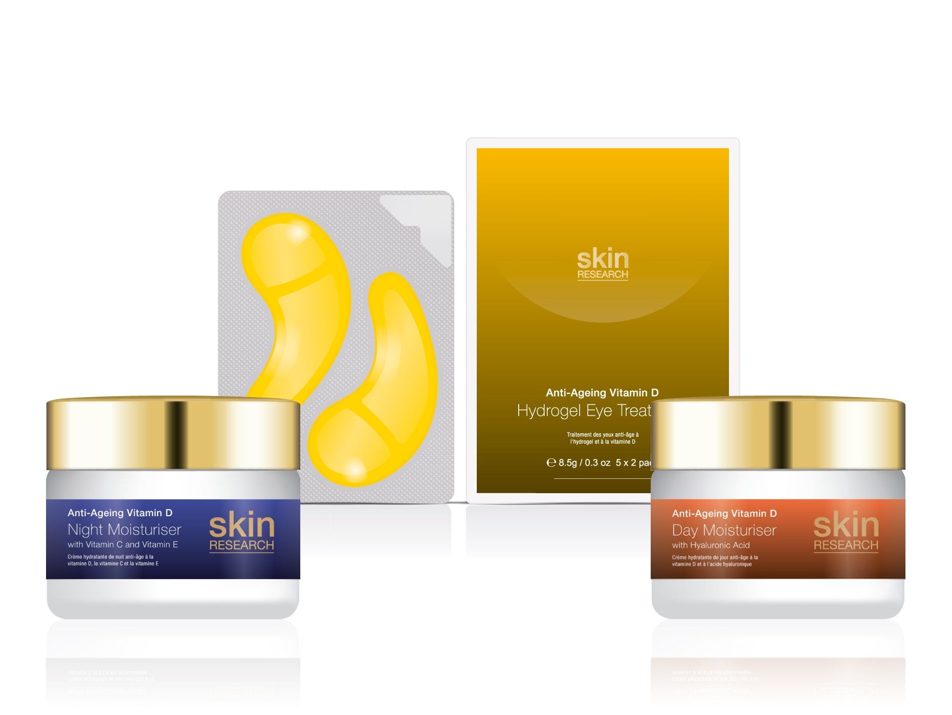 Anti-Aging Vitamin D Day Cream with Hyaluronic Acid + Night Cream + Hydrogel Eye Treatment 105 ml