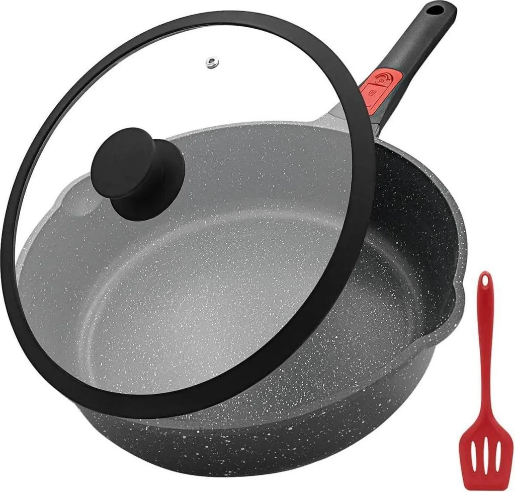 sonstige Non-stick frying pan with lid, 28 cm, 4.3L capacity, removable handle, suitable for induction cooktops, oven-safe - Black