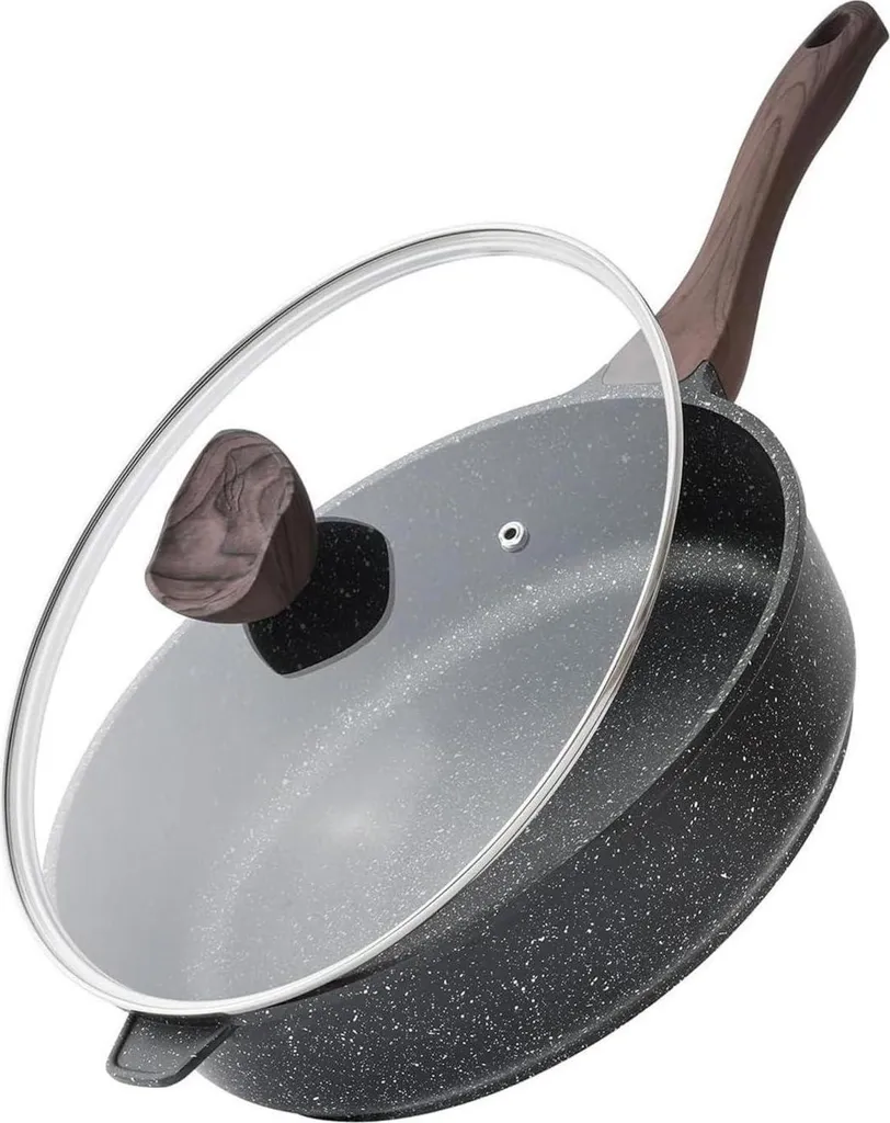 sonstige Non-stick deep frying pan with lid, 30cm granite coating, induction compatible