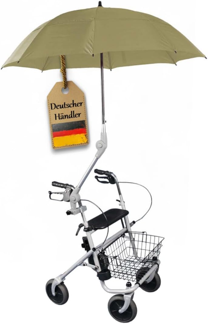 FabaCare Rollator Umbrella Protector, Umbrella for Walkers, Umbrella with Holder, Yellow Grey
