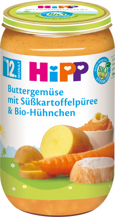 HiPP Butter vegetables with sweet potato puree & organic chicken from the 12th month, 250 g