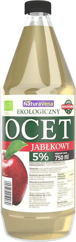 NATURAVENA ORGANIC APPLE CIDER VINEGAR 5% 750 ml - NATURAVENA