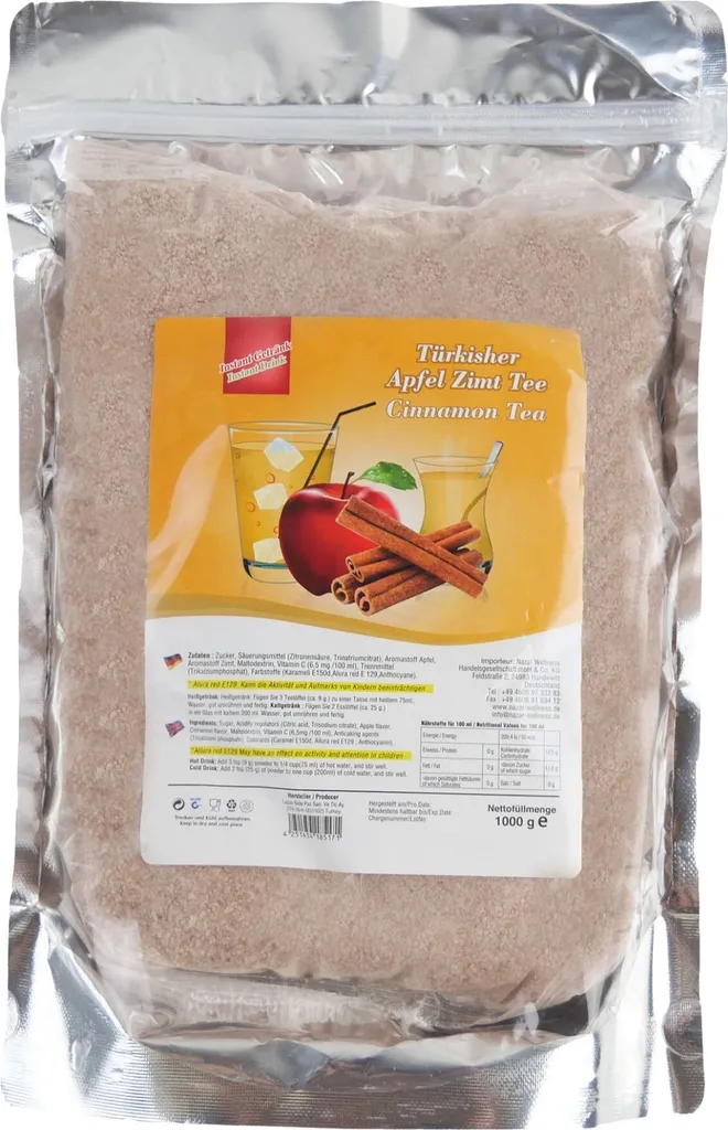 Lezzo Apple tea with cinnamon flavor, instant tea powder, 1 kg powder 1000g