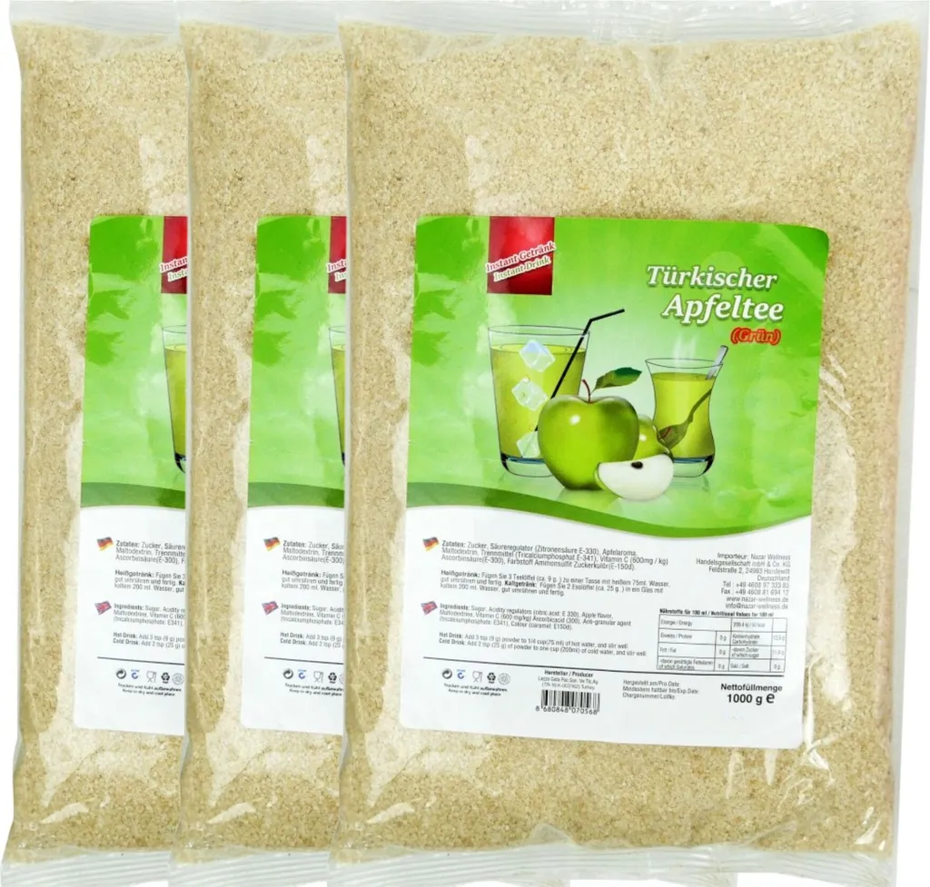 Lezzo Apple tea powder 3x 1 kg Turkish tea instant tea (apple green) 3000g