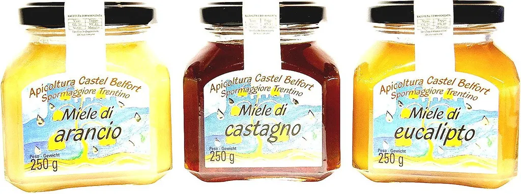Win2Win Tech Apicoltura Castel Belfort - Honey Set Orange Honey Chestnut Honey Eucalyptus Honey - 3 Varieties 100% Italian Cold Extracted 250g