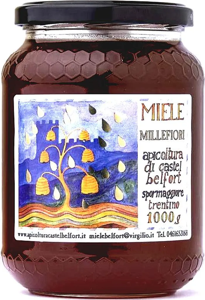 Win2Win Tech Apicoltura Castel Belfort - Millefiori Honey 100% Italian - Cold Extracted - Natural Blossom Honey - 1 kg 1000g