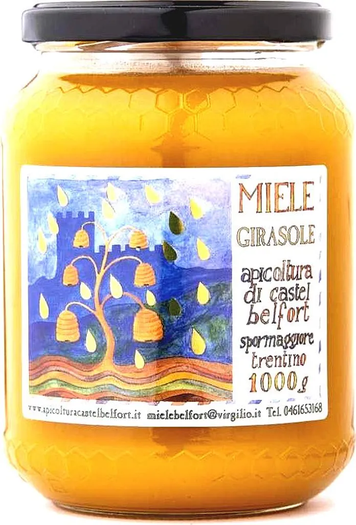 Win2Win Tech Apicoltura Castel Belfort - 100% Italian Sunflower Honey - Cold Extracted - Creamy Natural Honey - 1 kg