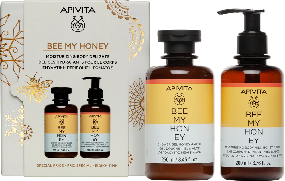 Apivita Bee My Honey Shower Gel & Body Milk Set Gift Set for Intensive Hydration
