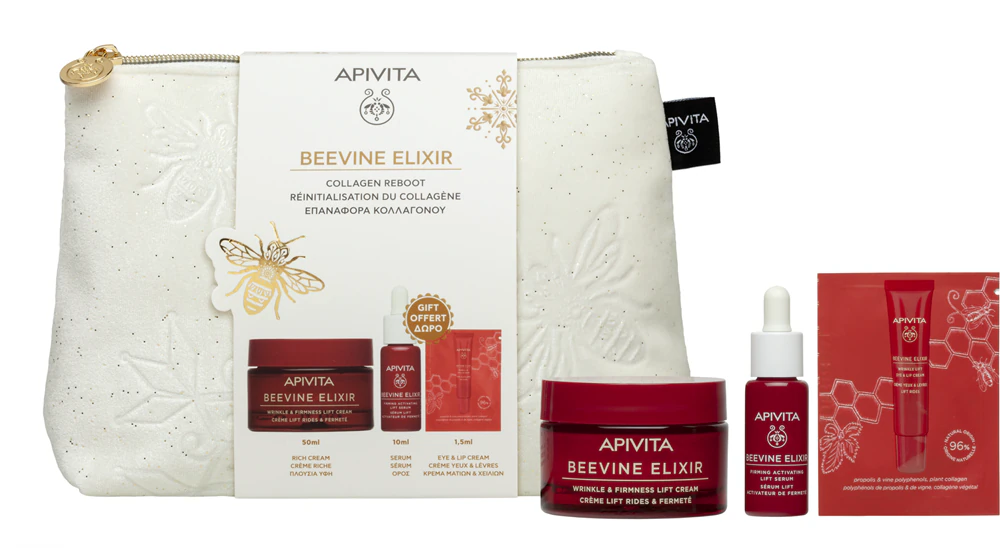 Apivita Beevine Elixir Gift Pouch (with Rich Cream) Christmas Gift Set for Firming the Skin