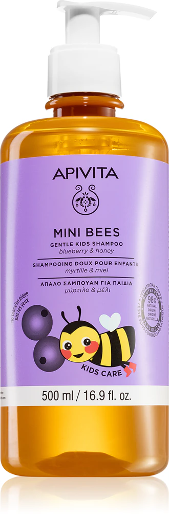 Apivita Mini Bees Gentle Kids Shampoo Blueberry & Honey Shampoo for fine hair for children
