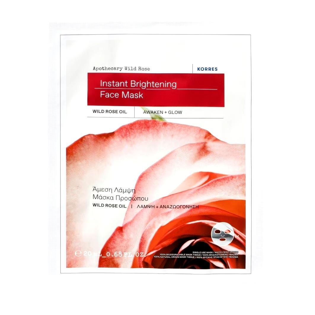 Korres Apothecary wild rose cloth mask for radiant skin with immediate effect