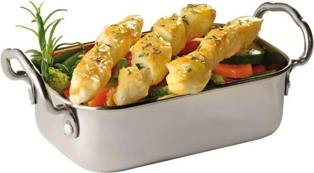 Assheuer + Pott GmbH & Co. KG APS 40660 Mini Serving Pan SNACKHOLDER, Stainless Steel, 14.5 x 9.5 cm, Height 4.5/7.5 cm