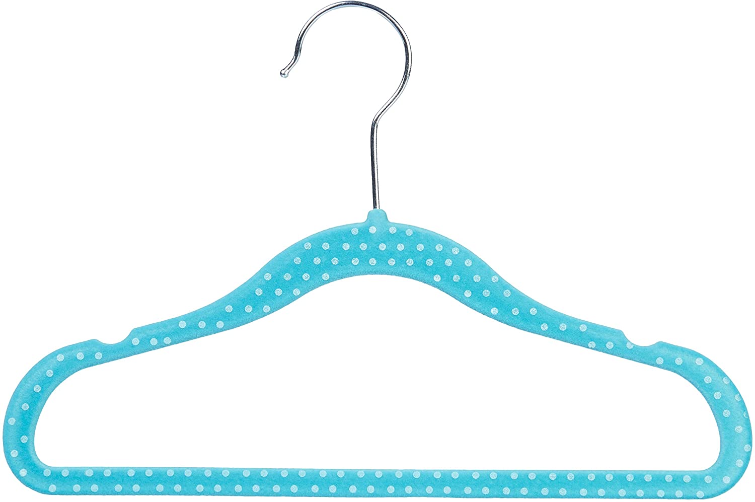 AmazonBasics Basics Velvet Cover Childrens Clothes Hanger, 30 Pack, Blue Dotted
