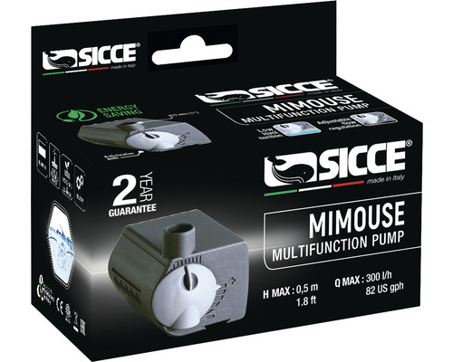 Aquarium pump, indoor fountain pump SICCE MiMouse 300 l/h - 3-pin indoor 1.5m cable