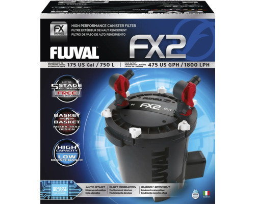 Fluval FX2 external aquarium filter, approx. 1800 l/h, for aquariums up to 750 l, 27 W, black