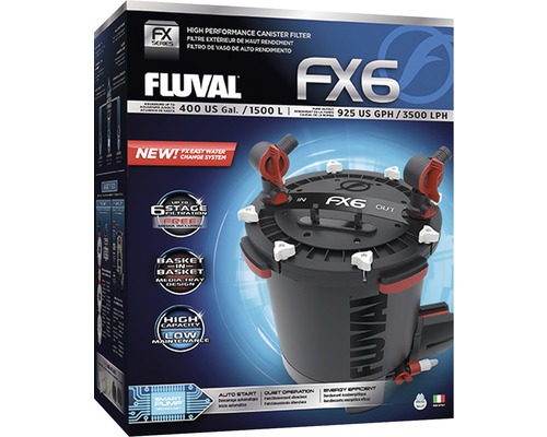 Aquarium external filter Fluval FX6 approx. 3500 l/h, for aquariums up to 1500 l, 41 W, black