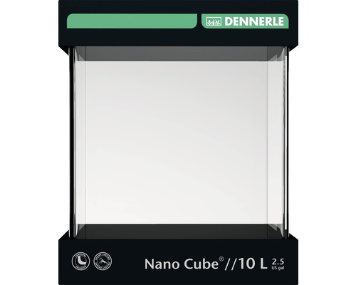 Aquarium DENNERLE Nano Cube 10 l with black back wall film, foam pad, cover plate, beginner's brochure approx. 20 x 20 x 25 cm