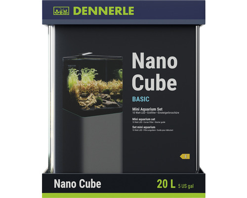 Aquarium DENNERLE Nano Cube Basic, 20 L, LED lighting Chihiros C 251 including internal filter, cover plate, safety pad, Scaper's Back background film, beginner's brochure,