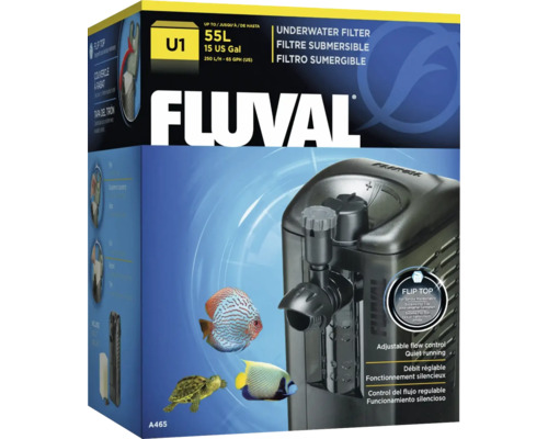 Fluval U1 internal aquarium filter complete with filter media, approx. 250 l/h for aquariums up to approx. 55 l